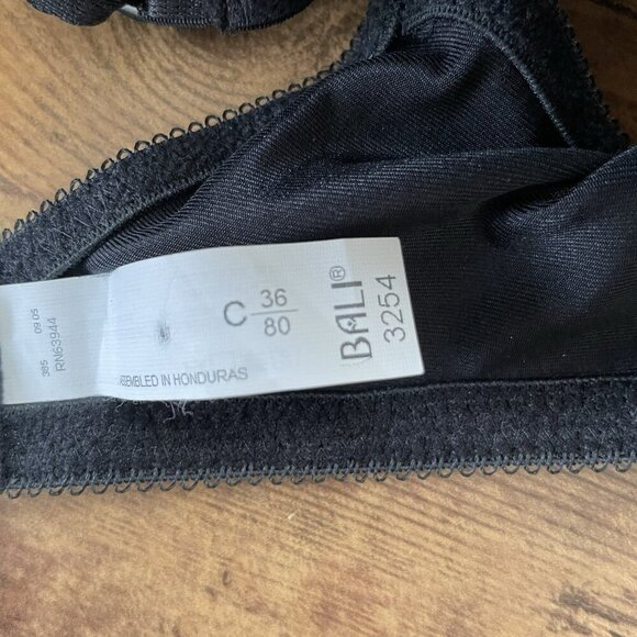 Bali 36C Bra Black No Slip Strap Seamless Unlined Undewire Full Coverage 3254 - Picture 6 of 6